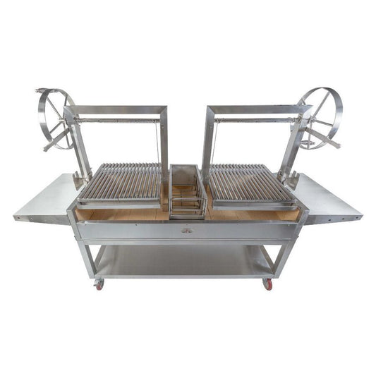 Deluxe Double Parrilla BBQ Grill with Firebricks 1565 x 500 - Stoves & Cooktops - Flaming Coals - Hunter Valley Heating