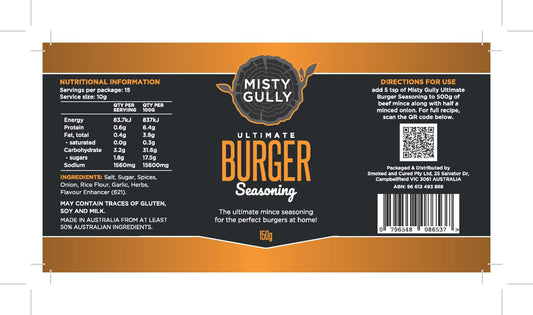 Burger Seasoning - Salts, Rubs and Sauces - Misty Gully Rubs and Sauces - Hunter Valley Heating