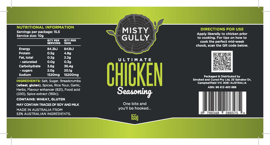 Ultimate Chicken Seasoning - Salts, Rubs and Sauces - Misty Gully Rubs and Sauces - Hunter Valley Heating