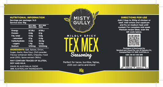 Tex Mex Seasoning - Salts, Rubs and Sauces - Misty Gully Rubs and Sauces - Hunter Valley Heating