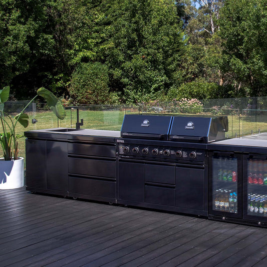 NOVA GRAPHITE 6 BURNER TWIN HOOD BBQ - - Gasmate - Hunter Valley Heating