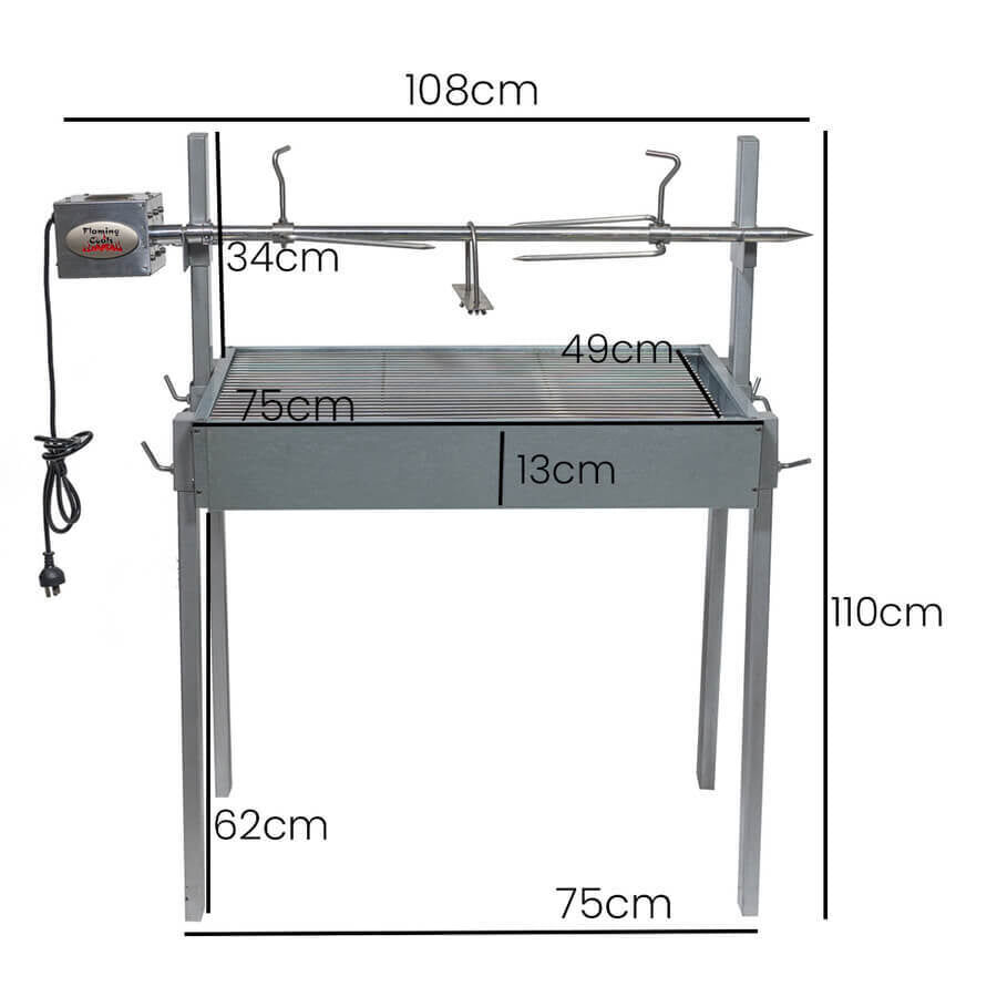 Extendable Large Charcoal BBQ Spit Rotisserie
