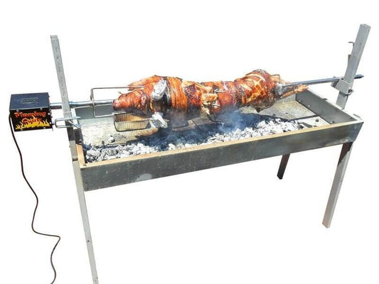 Extendable Large Charcoal BBQ Spit Rotisserie - Stoves & Cooktops - Flaming Coals - Hunter Valley Heating