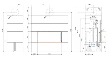 AUGSBURG 51/67 Tunnel Vertical/Swing Door Fireplace
