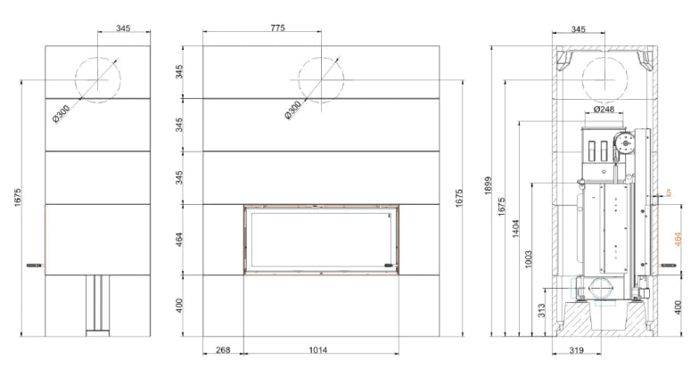WURZBURG 101/45 Vertical Door Fireplace