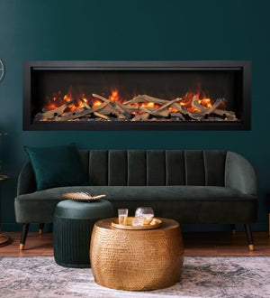 Amantii Symmetry Bespoke Xtra Tall 74 electric fireplace installed in a living room