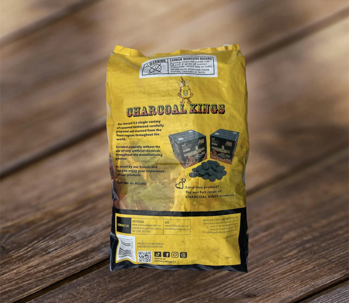 Charcoal Kings Premium Natural Hardwood Lump Charcoal 20kg back packaging
