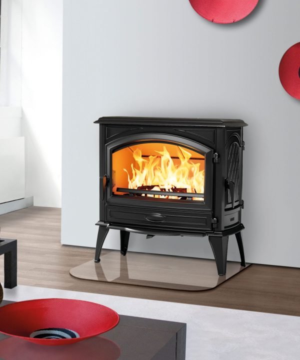 Dovre 760WD cast iron freestanding wood heater in a modern living room