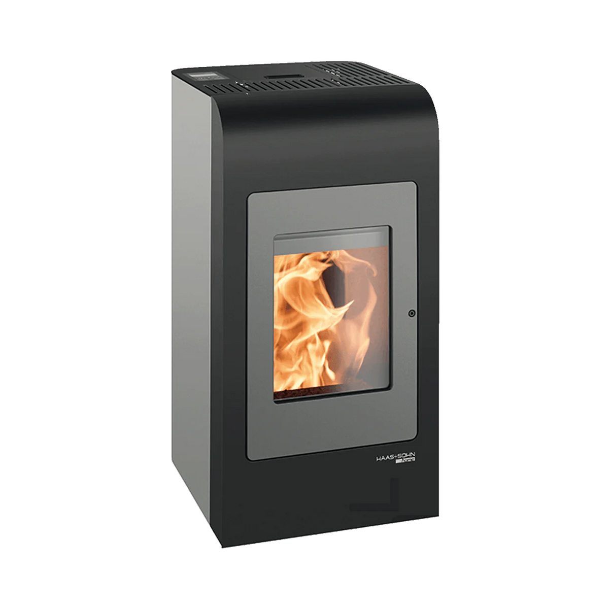 Euro BOTANY Pellet Heater black model with flame