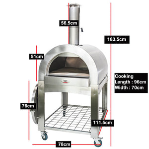 Large Stainless Steel Wood Fired Pizza Oven - Pizza Ovens - Flaming Coals - Hunter Valley Heating