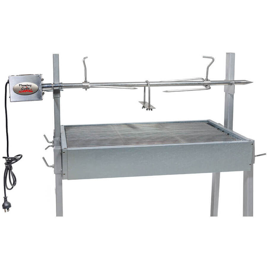 Extendable Large Charcoal BBQ Spit Rotisserie - Stoves & Cooktops - Flaming Coals - Hunter Valley Heating 