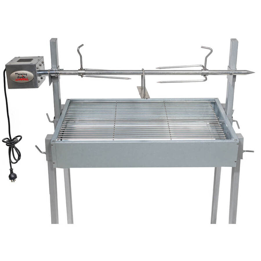 Extendable Large Charcoal BBQ Spit Rotisserie - Stoves & Cooktops - Flaming Coals - Hunter Valley Heating 
