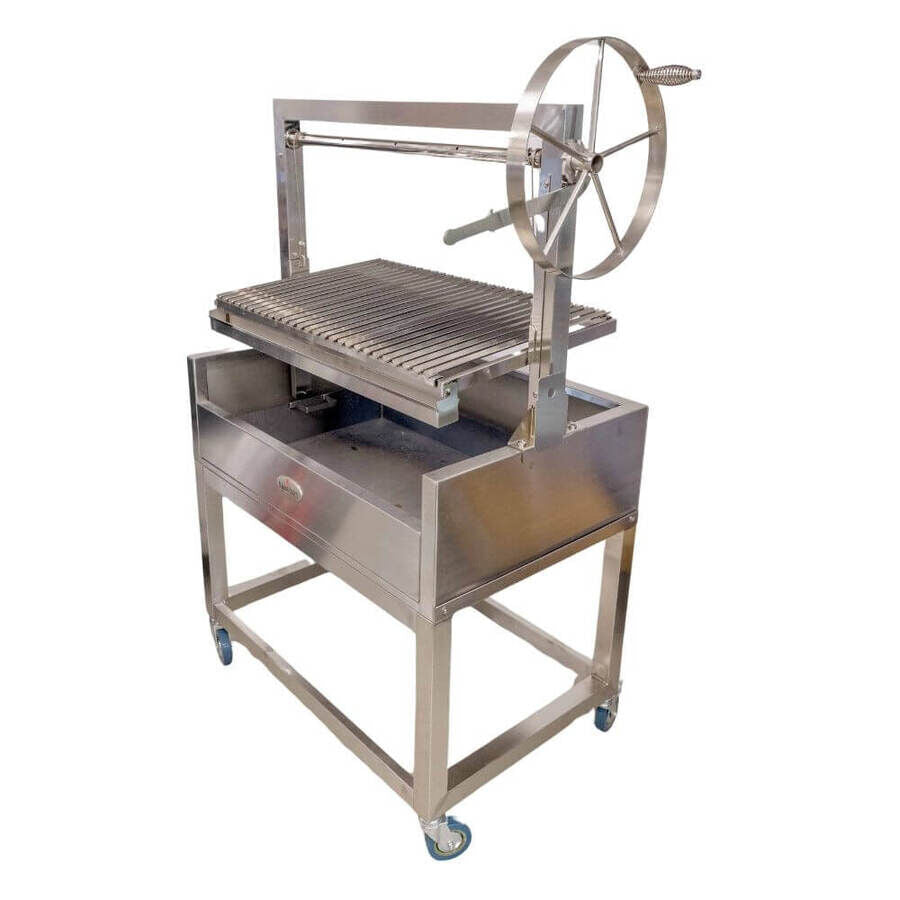 Stainless Steel Parrilla Argentinian BBQ with Rotisserie 885mm x 550mm - Stoves & Cooktops - Flaming Coals - Hunter Valley Heating 