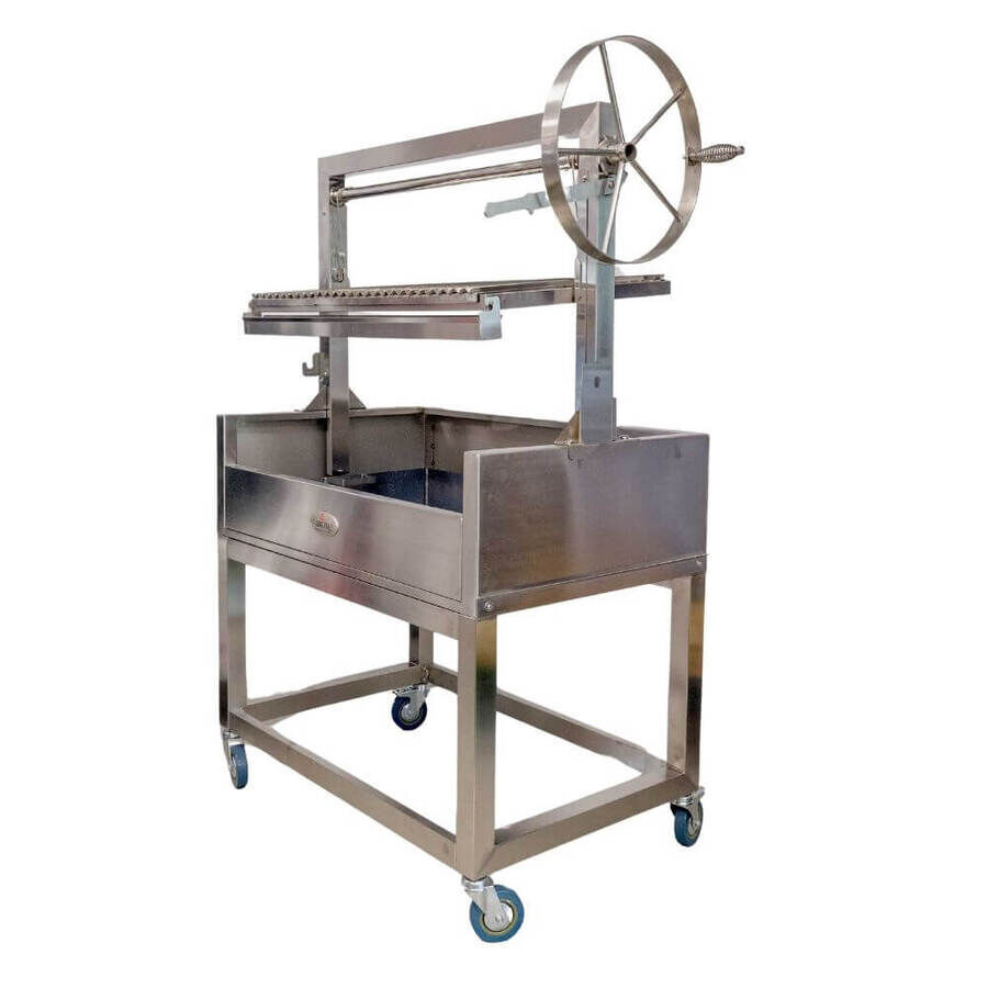 Stainless Steel Parrilla Argentinian BBQ with Rotisserie 885mm x 550mm - Stoves & Cooktops - Flaming Coals - Hunter Valley Heating 