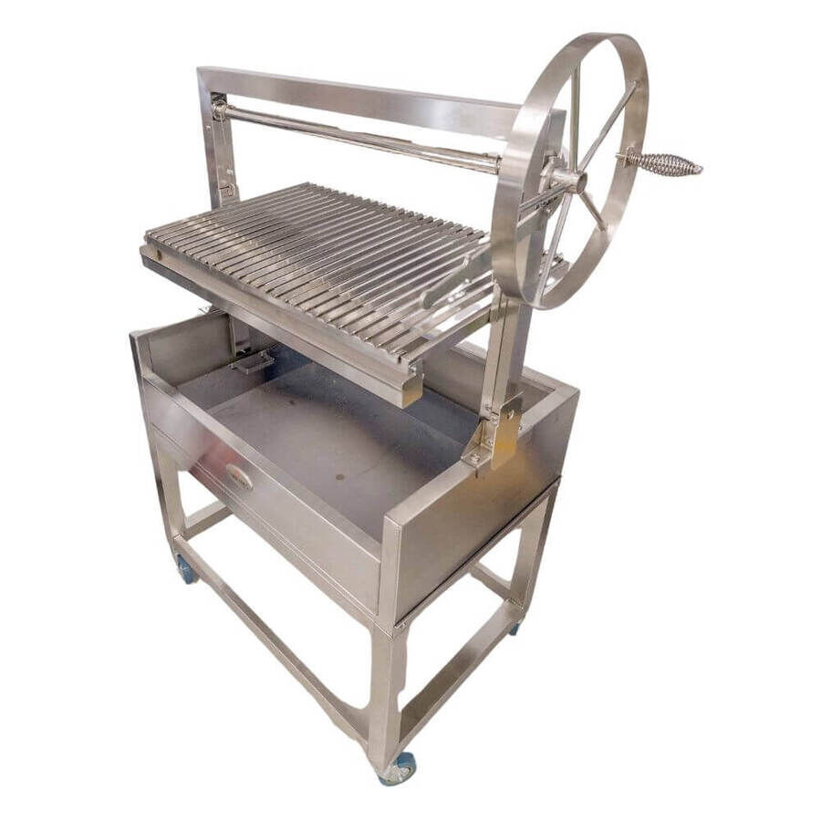 Stainless Steel Parrilla Argentinian BBQ with Rotisserie 885mm x 550mm - Stoves & Cooktops - Flaming Coals - Hunter Valley Heating 