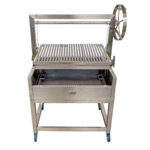 Stainless Steel Parrilla Argentinian BBQ with Rotisserie 885mm x 550mm - Stoves & Cooktops - Flaming Coals - Hunter Valley Heating 