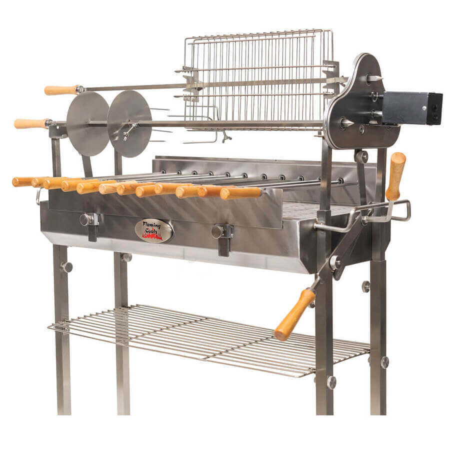 Deluxe Cyprus Grill Spit Stainless Steel - Stoves & Cooktops - Flaming Coals - Hunter Valley Heating 