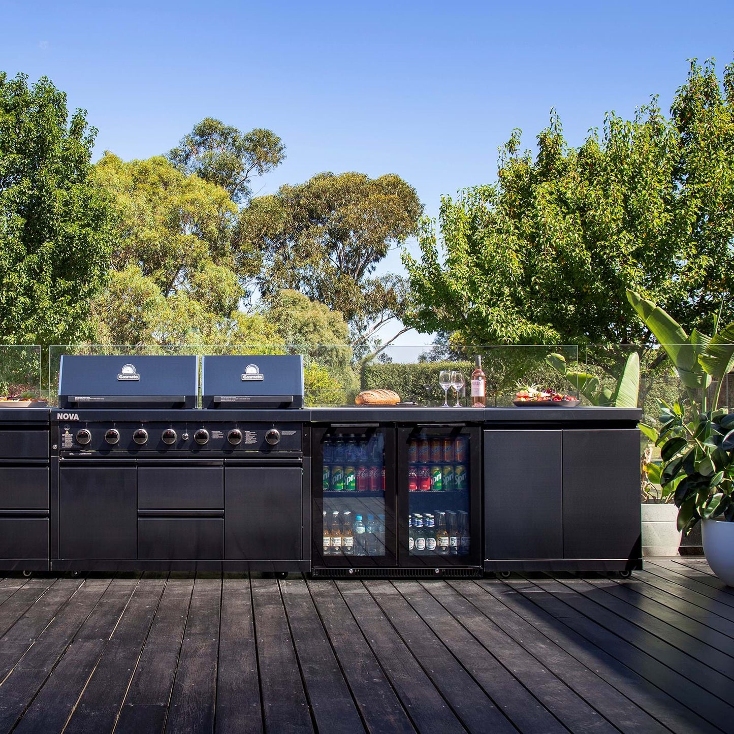 NOVA GRAPHITE 6 BURNER TWIN HOOD BBQ -  - Gasmate - Hunter Valley Heating 
