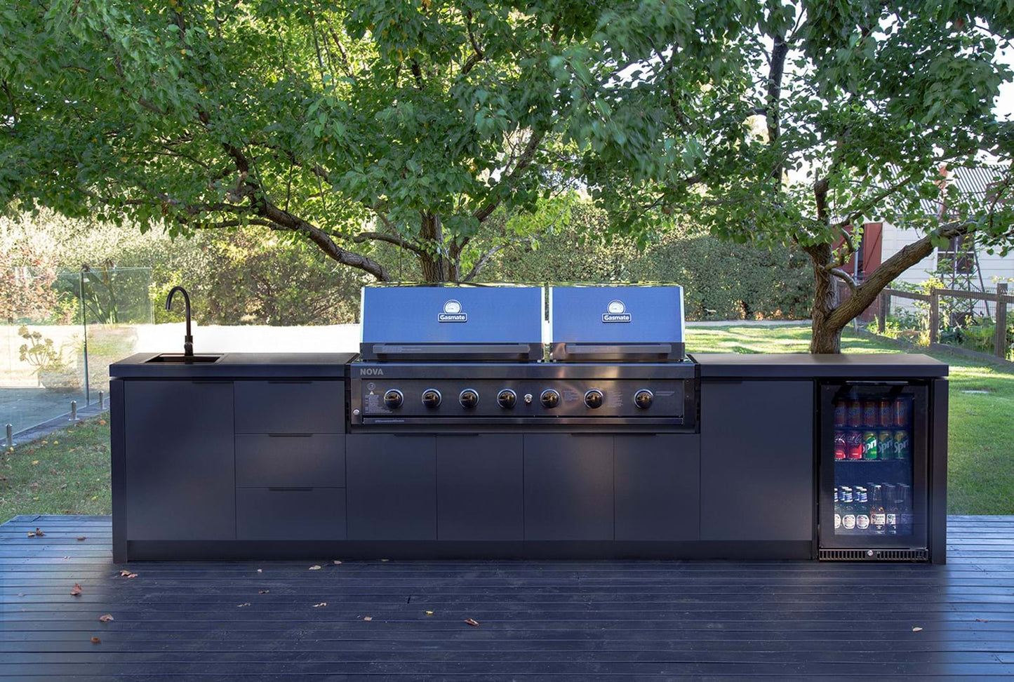 NOVA GRAPHITE 6 BURNER TWIN HOOD BUILT-IN BBQ -  - Gasmate - Hunter Valley Heating 