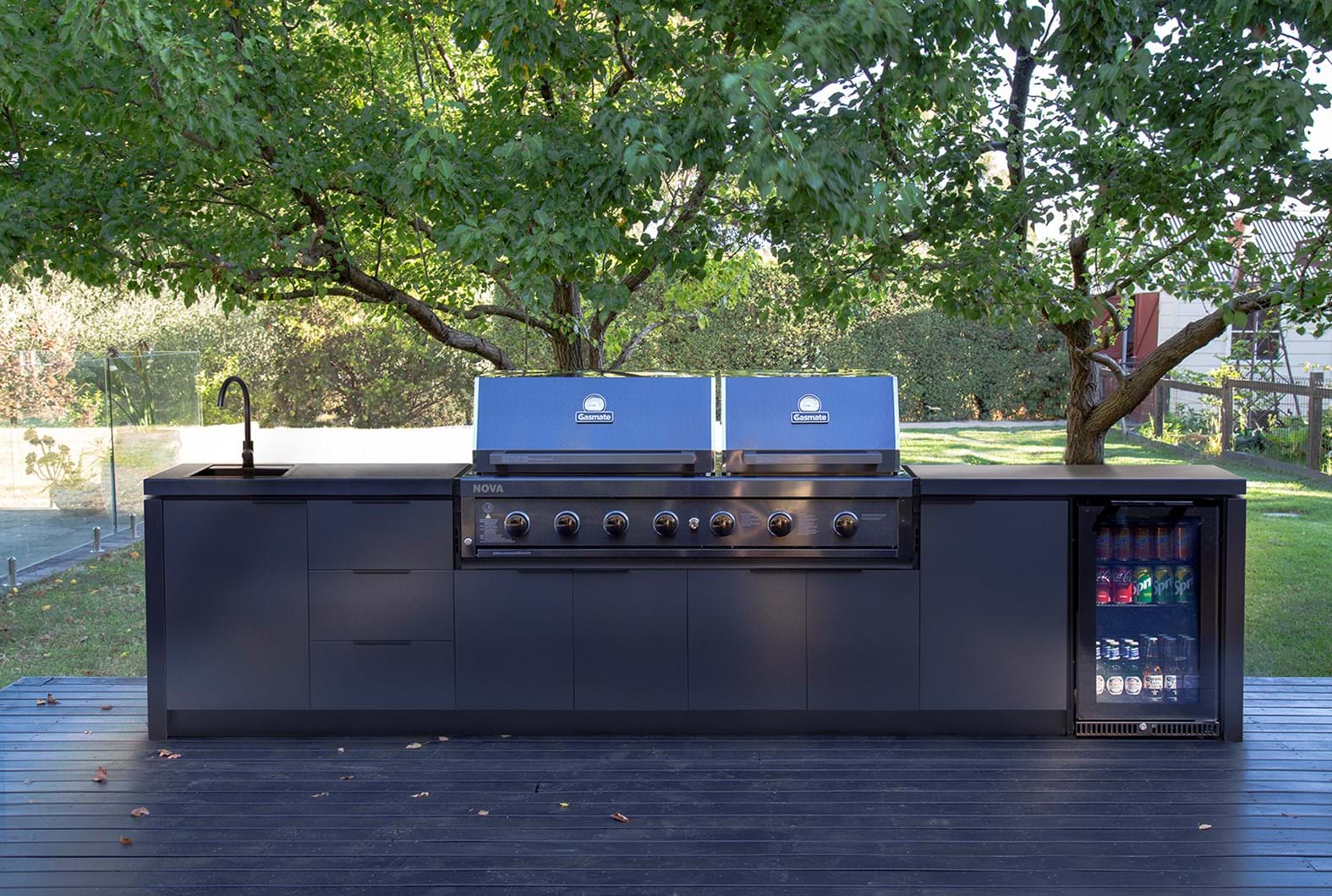 NOVA GRAPHITE 6 BURNER TWIN HOOD BUILT-IN BBQ -  - Gasmate - Hunter Valley Heating 