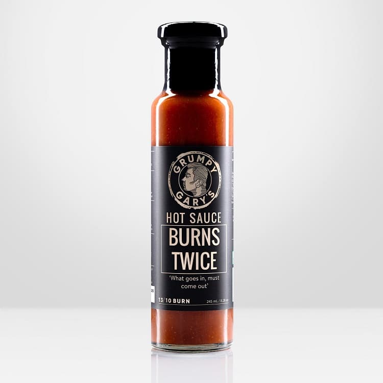 Burns Twice Hot Sauce - Salts, Rubs and Sauces - Grumpy Gary's Gourmet Hot Sauces - Hunter Valley Heating 