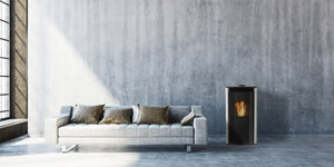 Harman Allure Evo pellet fire installed in a contemporary living room