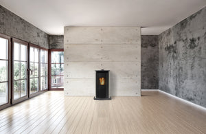 Harman Allure Evo pellet heater installed in a modern open-plan home