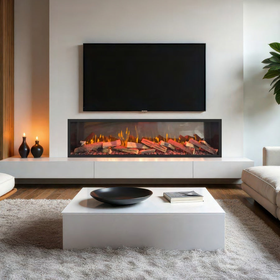 ilektro 1250 Elite 4kW electric fireplace built into a contemporary media wall