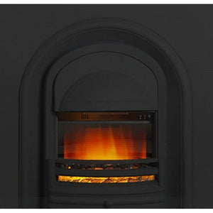 Integra Anson electric fireplace with matt black cast-iron surround