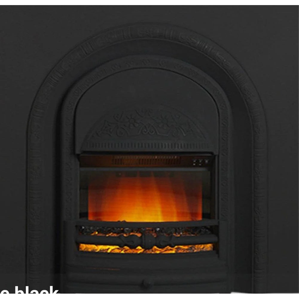 Integra Ashbourne electric fireplace with decorative matt black cast-iron surround