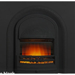 Integra Ashbourne electric fireplace with decorative matt black cast-iron surround