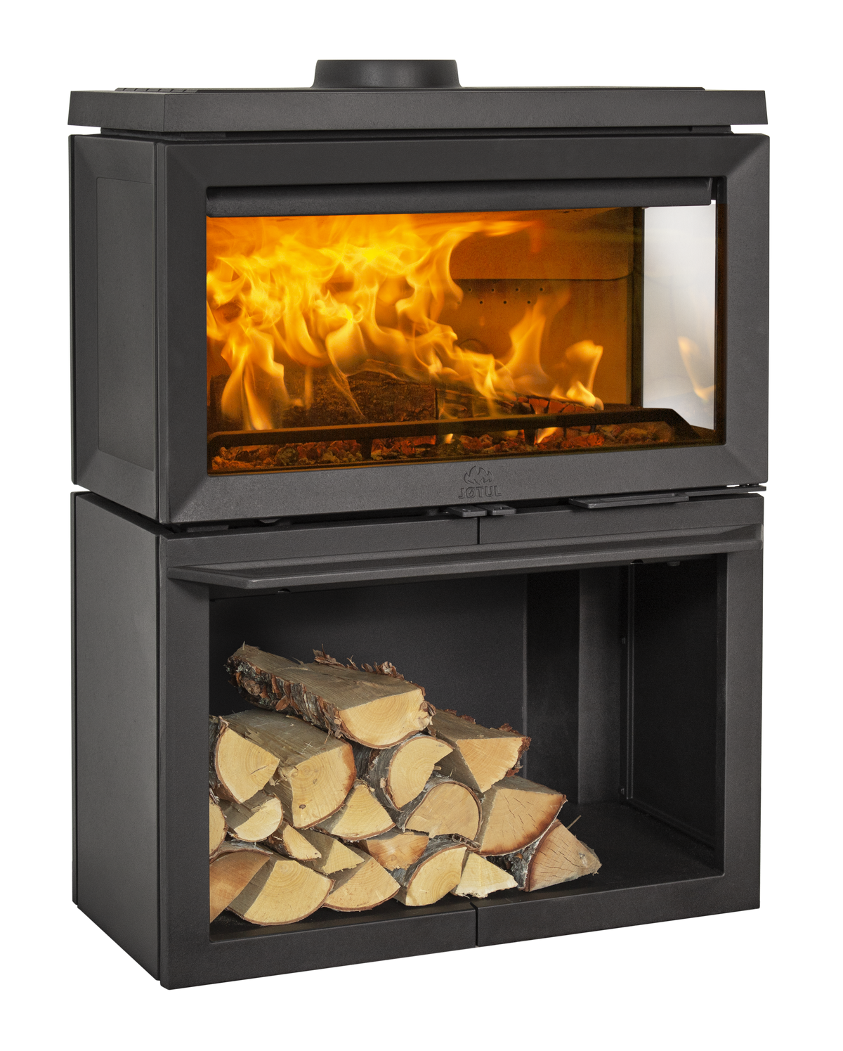 Jøtul F 620 wood heater with full base and integrated firewood storage