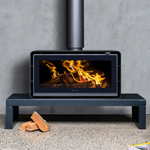 Kalora Urban LS wood fireplace with plinth base