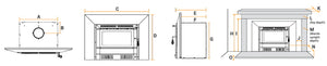 Kalora Accent fireplace installation dimensions and specifications