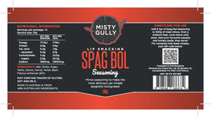 Spag Bol Seasoning - Salts, Rubs and Sauces - Misty Gully Rubs and Sauces - Hunter Valley Heating
