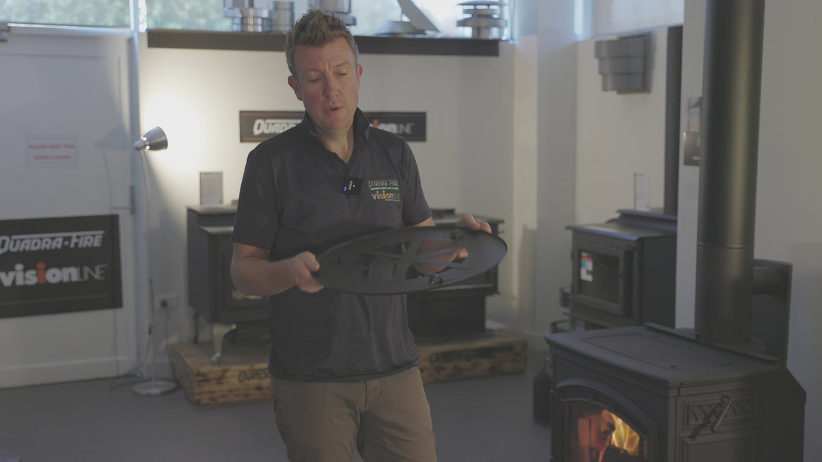 Installing a VisionLINE ceiling ring around a 6-inch wood heater flue
