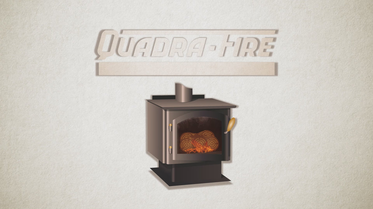 Quadra-Fire technology video explaining wood heater efficiency and how efficient combustion produces more heat from firewood