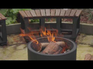 VisionLINE MK2 Outdoor Fire Pit showcase demonstrating the wood fire in operation