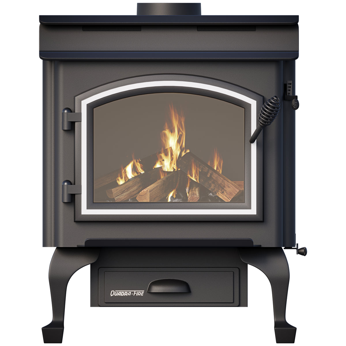 Quadra-Fire 4300 Step Top freestanding wood heater with Queen Anne legs