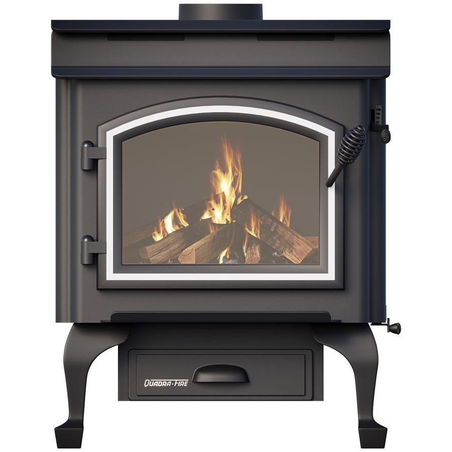 Quadra-Fire 4300 Step Top freestanding wood heater with Queen Anne legs