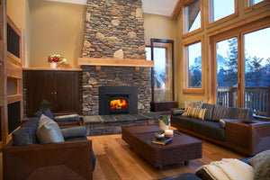 Quadra-Fire Expedition 2 inbuilt wood fireplace installed in a living room