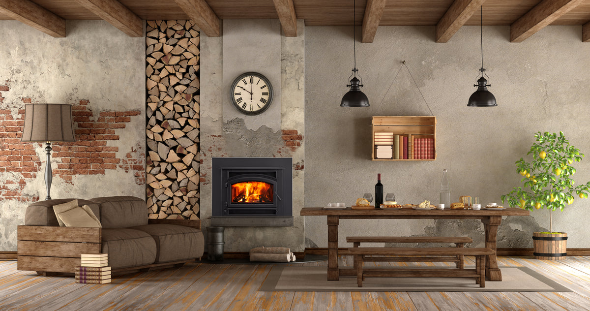 Quadra-Fire Expedition 2 wood insert installed in a modern Australian home