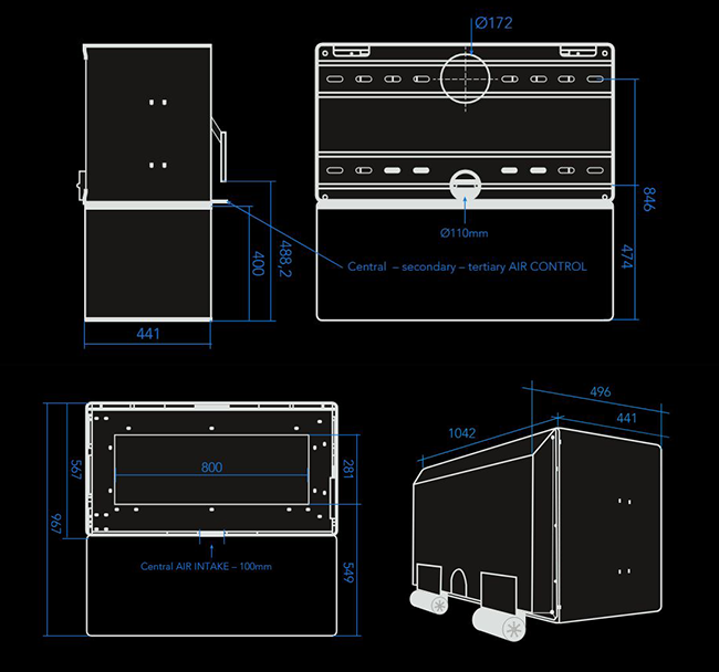 VisionLINE Taurus wood stove with a modern design, showcasing a glass front and wooden exterior for cozy heating.