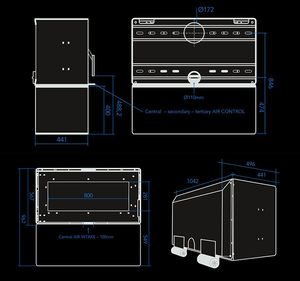 VisionLINE Taurus wood stove with a modern design, showcasing a glass front and wooden exterior for cozy heating.