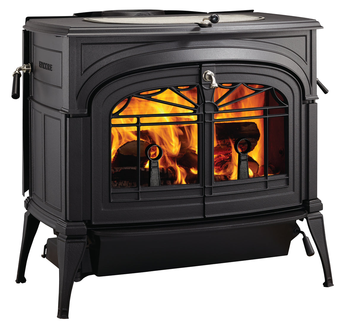 Vermont Castings Encore black cast iron freestanding wood heater