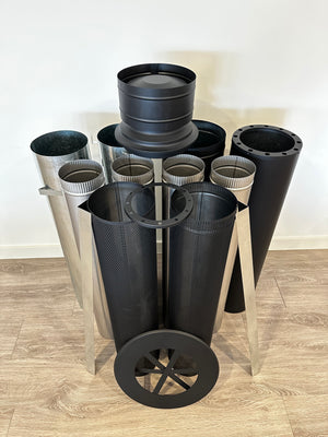 VisionLINE pellet flue kit components for pellet heater installations