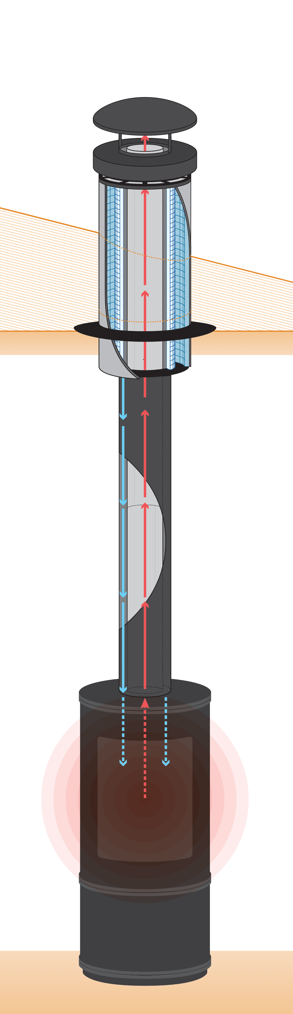 VisionLINE pellet flue vertical installation system diagram