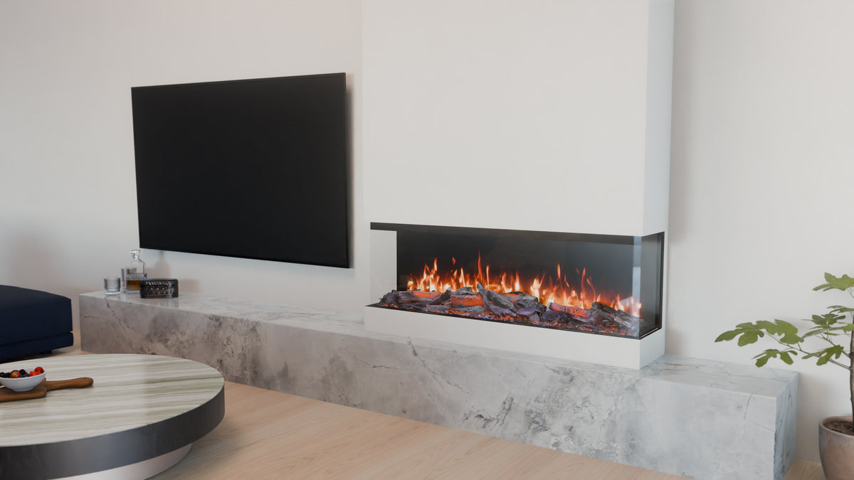 VisionLINE View 1200 Series 4 electric fireplace installed in a modern living room