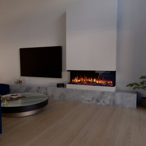 VisionLINE View 1600 Series 4 electric fireplace installed in a modern living room