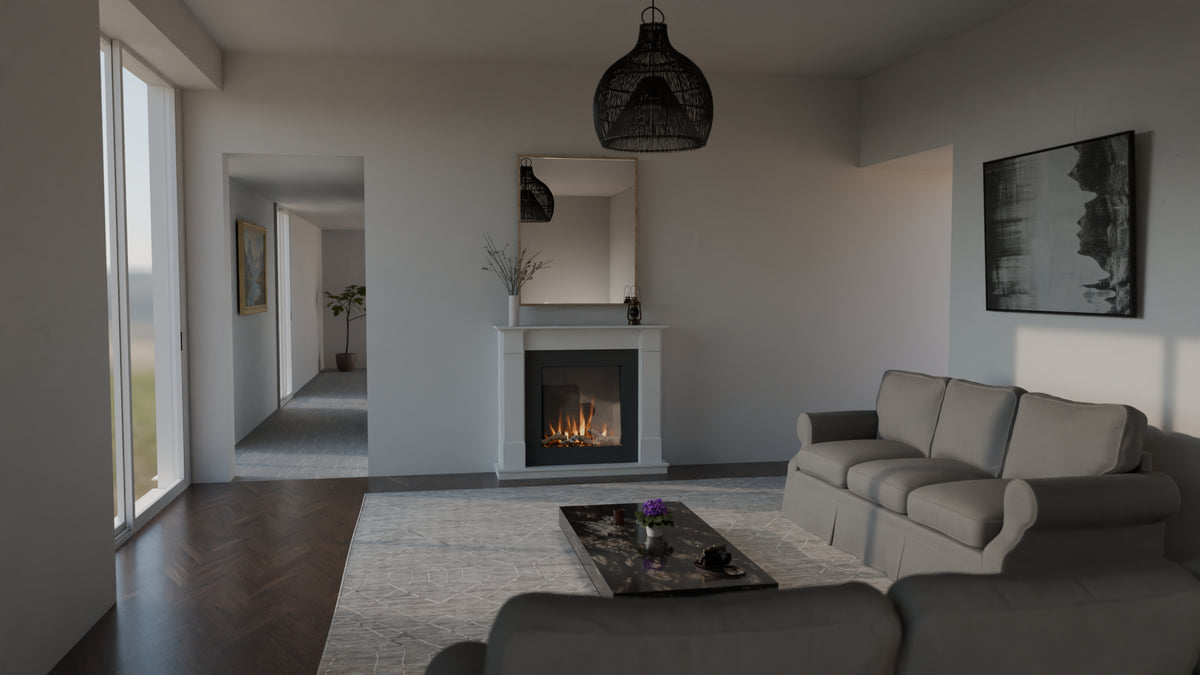 VisionLINE VL24 Linear S2 electric fireplace installed in a contemporary living room
